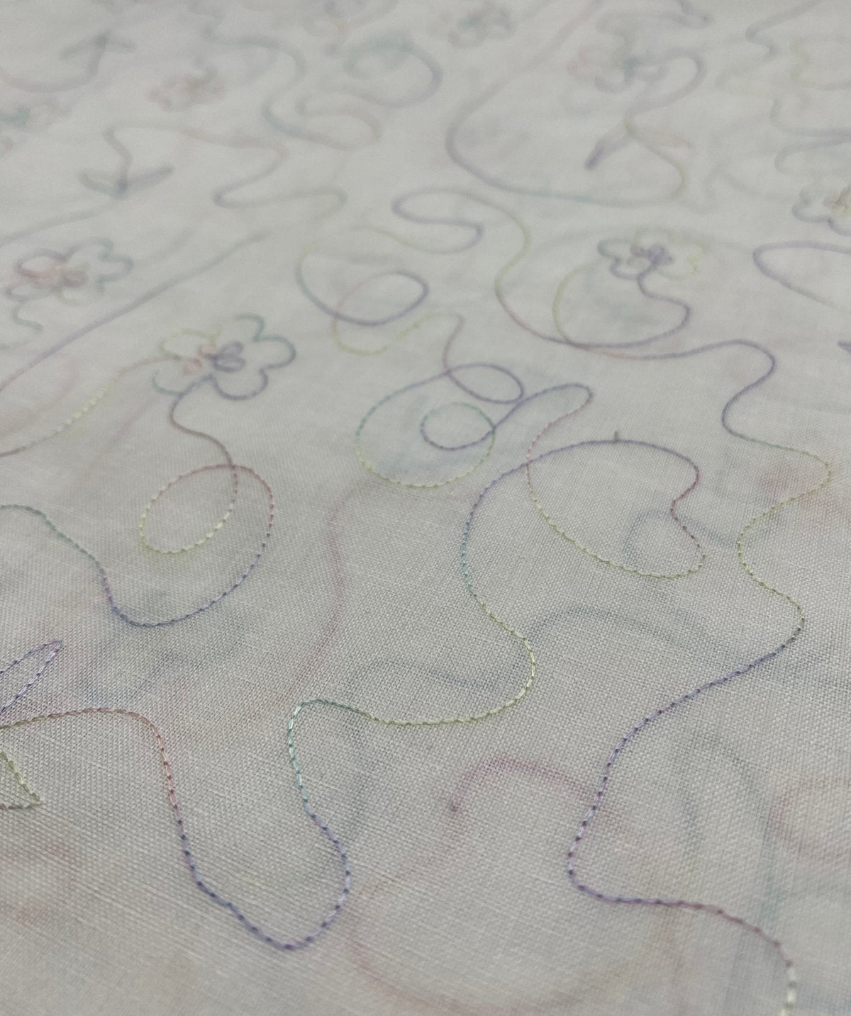 Embroidered Floral Multi Thread Non Stretch Woven Fabric
