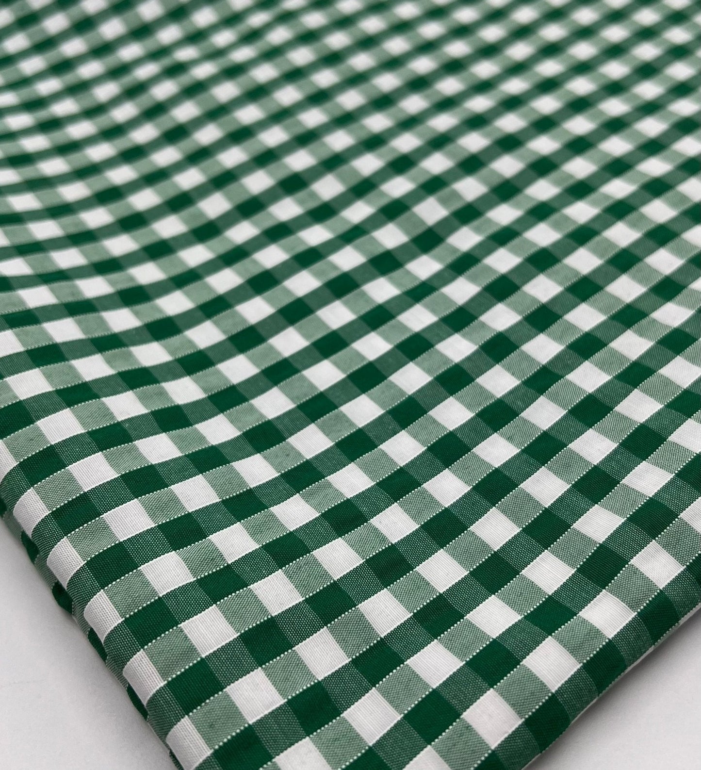 Emerald Gingham Printed Polycotton 90 GSM 80/20 44 Inch Non Stretch