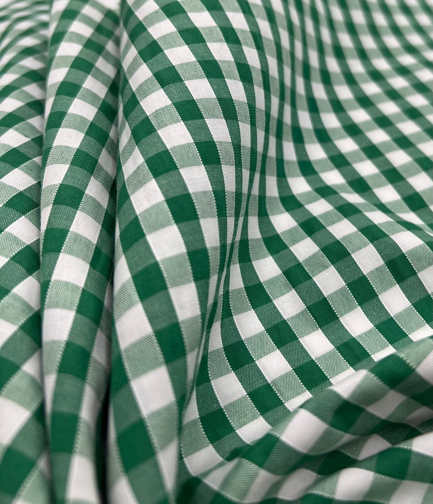 Emerald Gingham Printed Polycotton 90 GSM 80/20 44 Inch Non Stretch