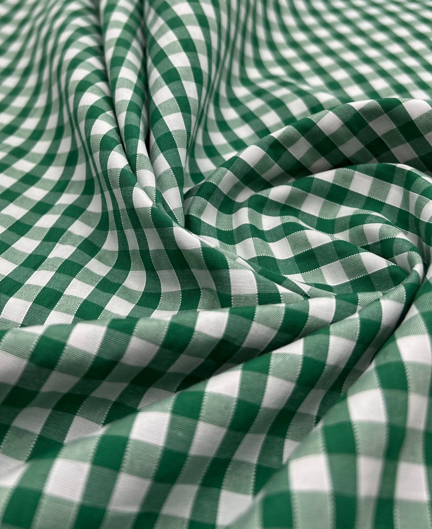 Emerald Gingham Printed Polycotton 90 GSM 80/20 44 Inch Non Stretch