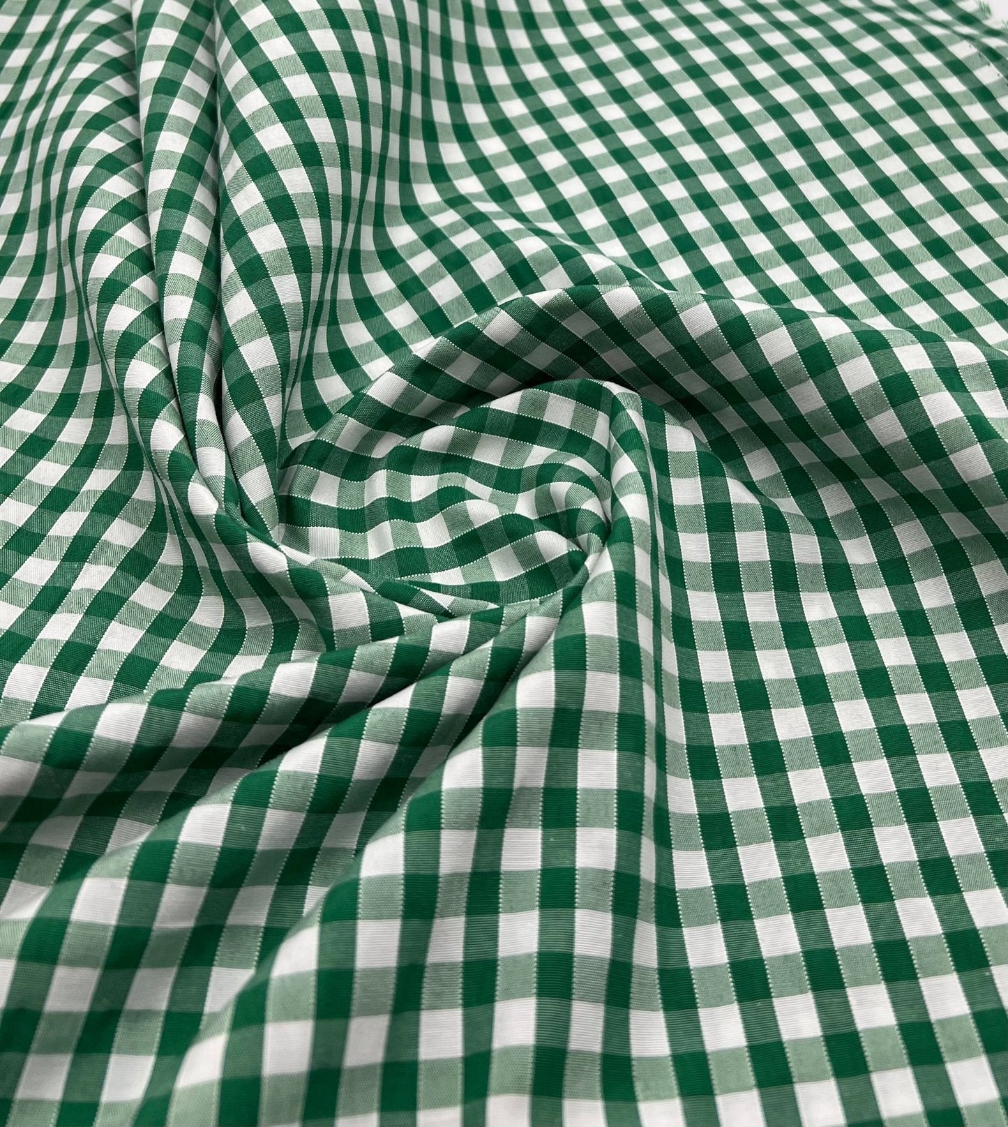 Emerald Gingham Printed Polycotton 90 GSM 80/20 44 Inch Non Stretch