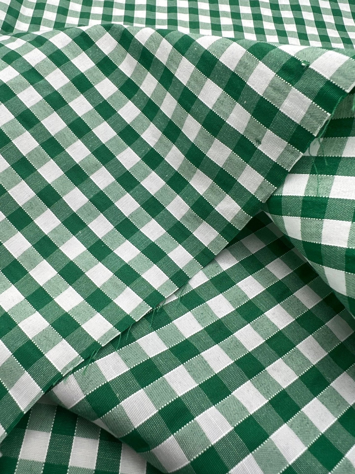 Emerald Gingham Printed Polycotton 90 GSM 80/20 44 Inch Non Stretch