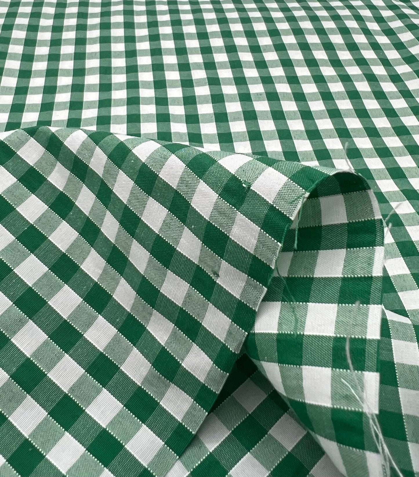 Emerald Gingham Printed Polycotton 90 GSM 80/20 44 Inch Non Stretch