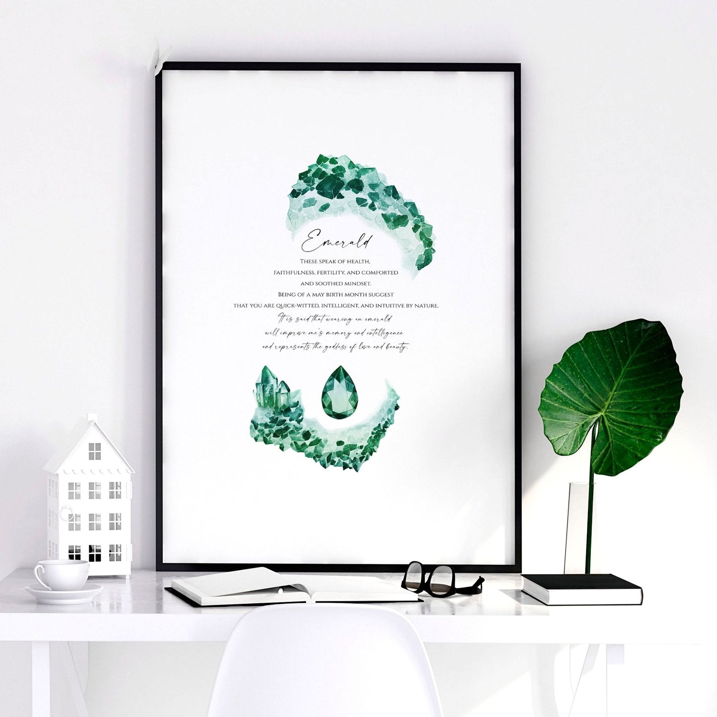 Emerald Birthstone wall art print