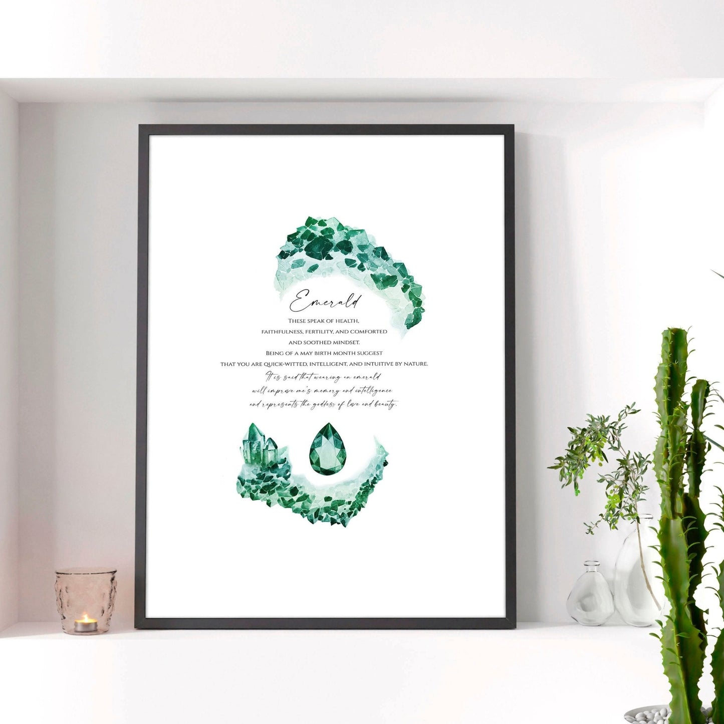 Emerald Birthstone wall art print