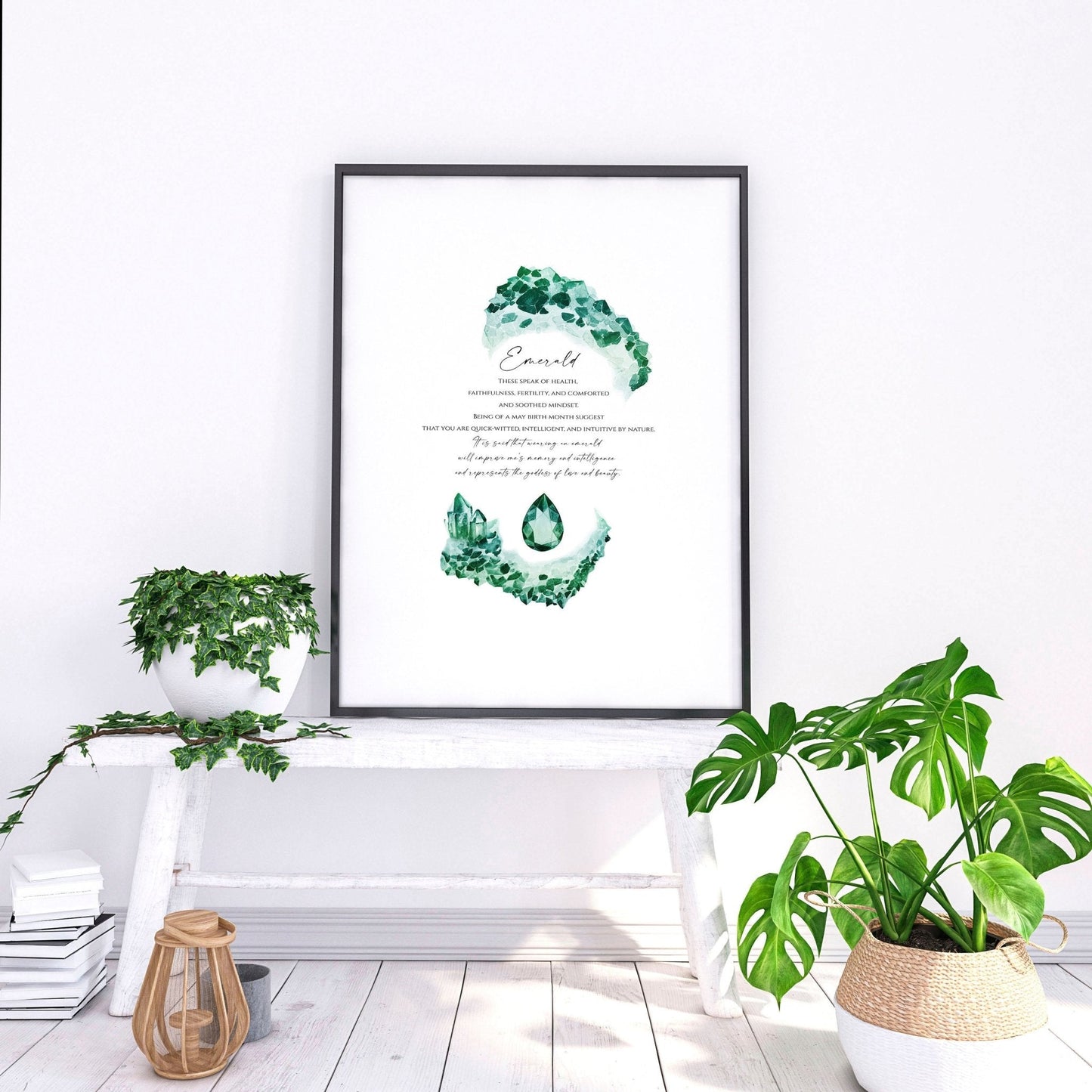 Emerald Birthstone wall art print