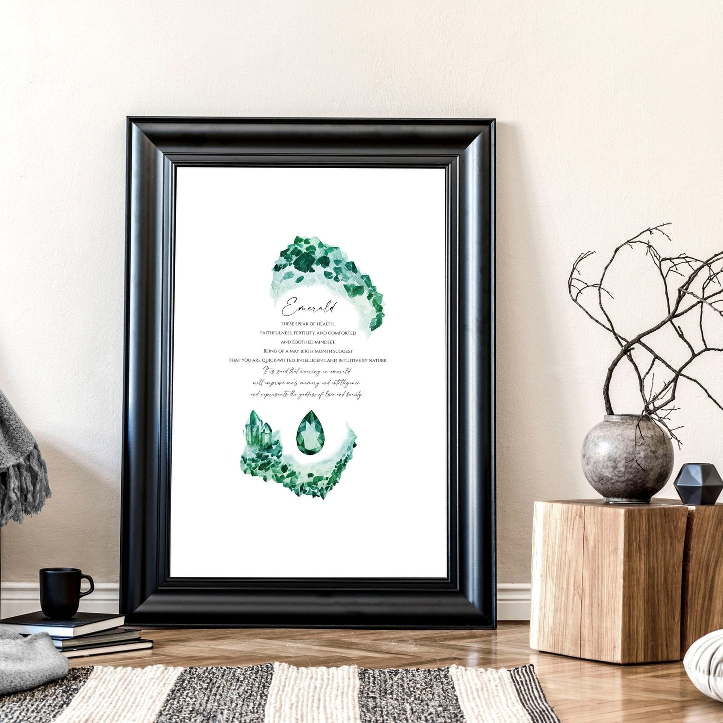 Emerald Birthstone wall art print