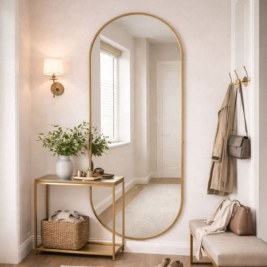 Emi - Full Length Gold Metal Runway Oval Mirror - 180cm x 80cm