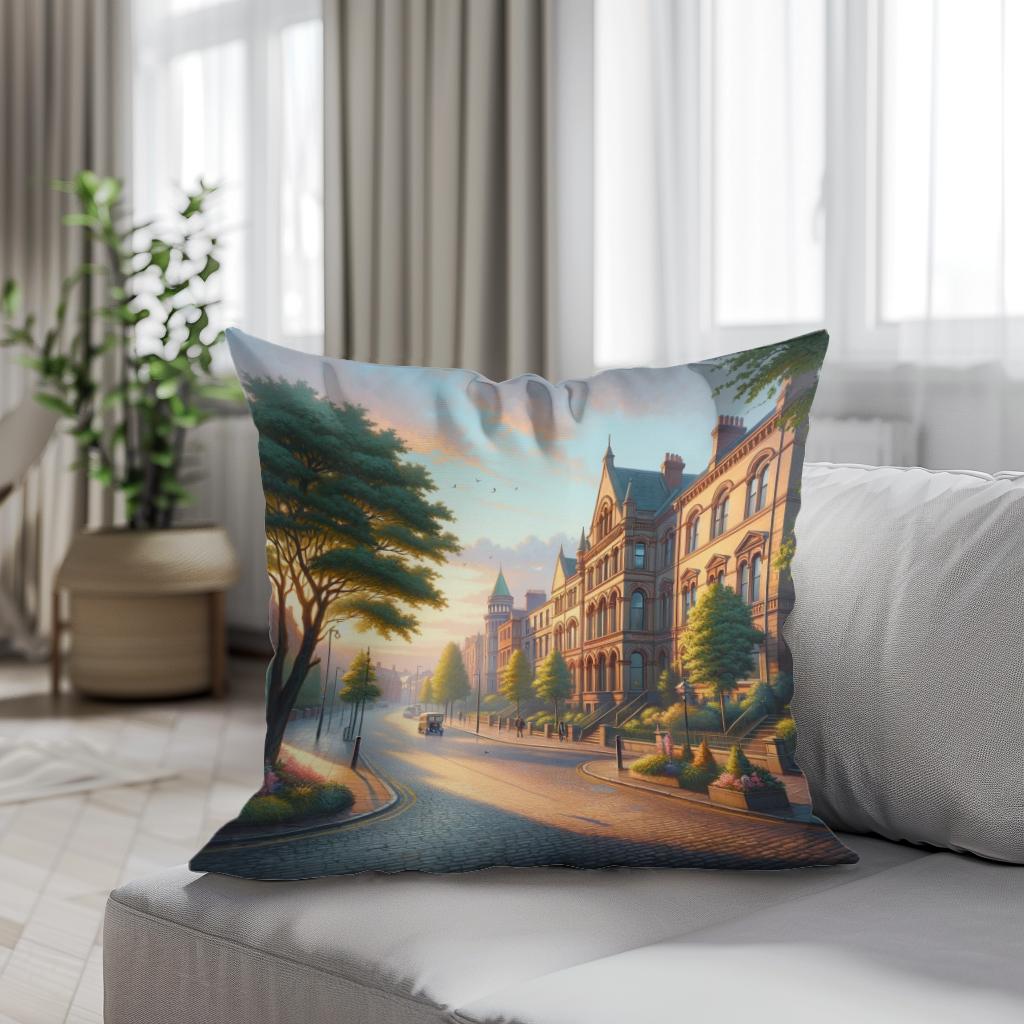 Serene Belfast Morning Cotton Cushion