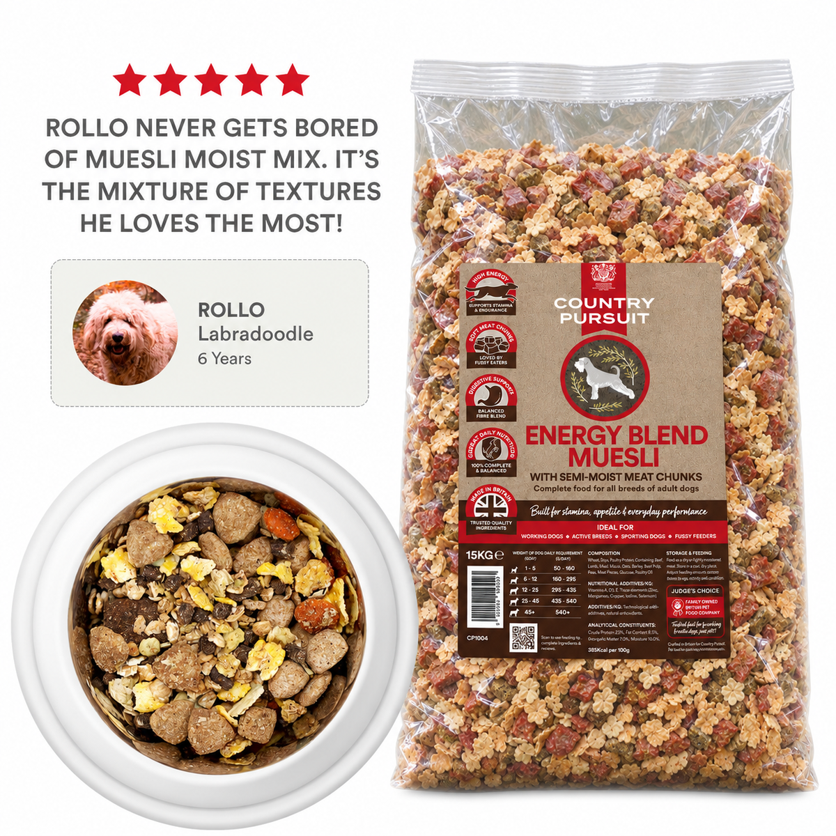 Country Pursuit Energy Blend Muesli Semi-Moist Complete Adult Dry Dog Food 15kg