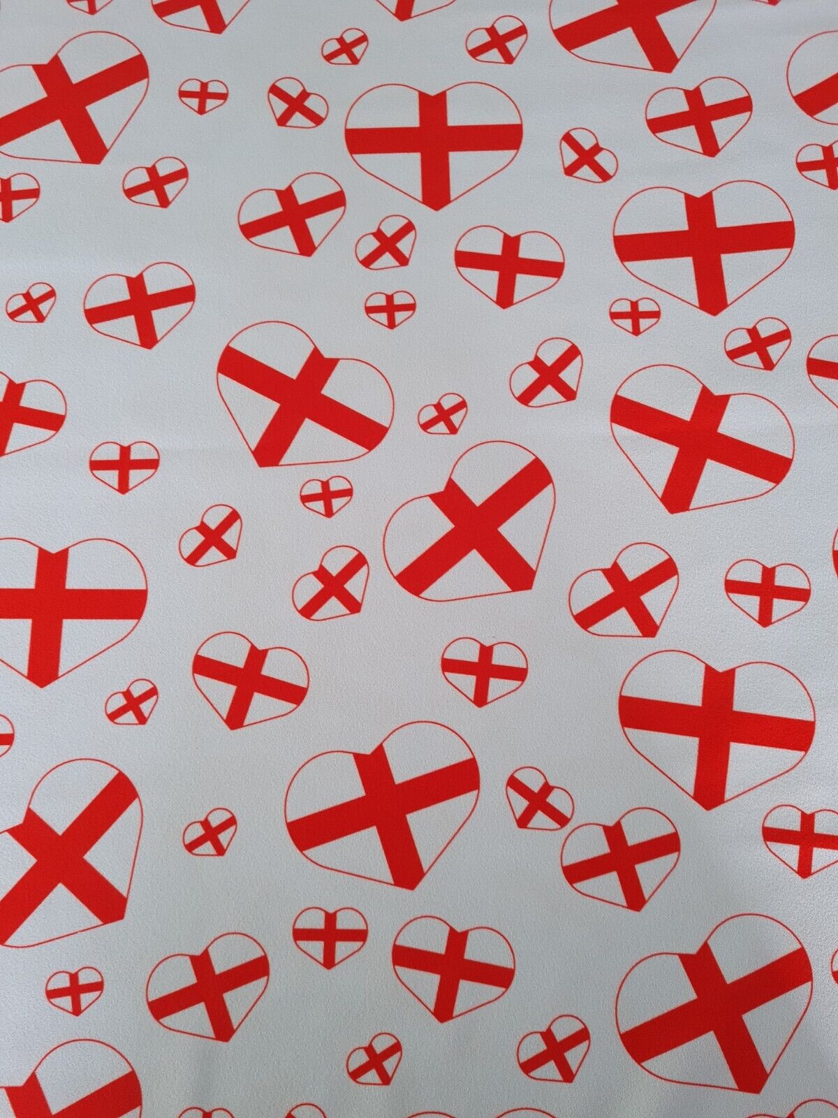 England Heart Printed Scuba Crepe Jersey Fabric 4 Way Stretch
