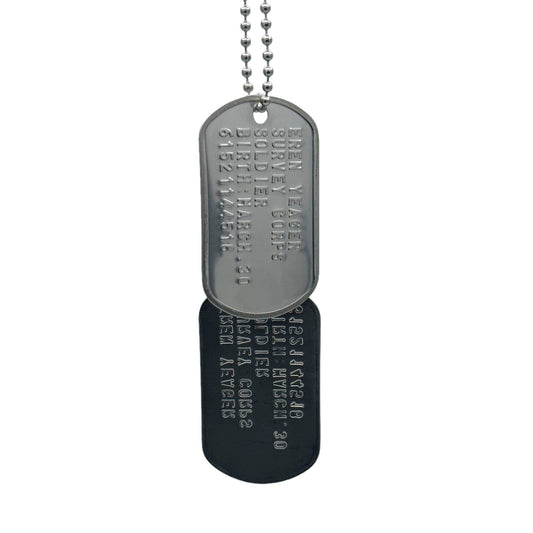 'EREN YEAGER' Dog Tags - Costume Cosplay Prop Replica Military - Stainless Steel Chains Included