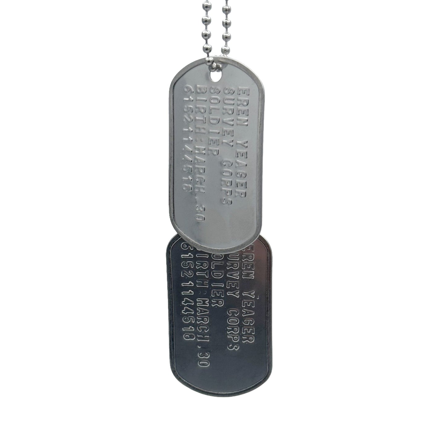 'EREN YEAGER' Dog Tags - Costume Cosplay Prop Replica Military - Stainless Steel Chains Included