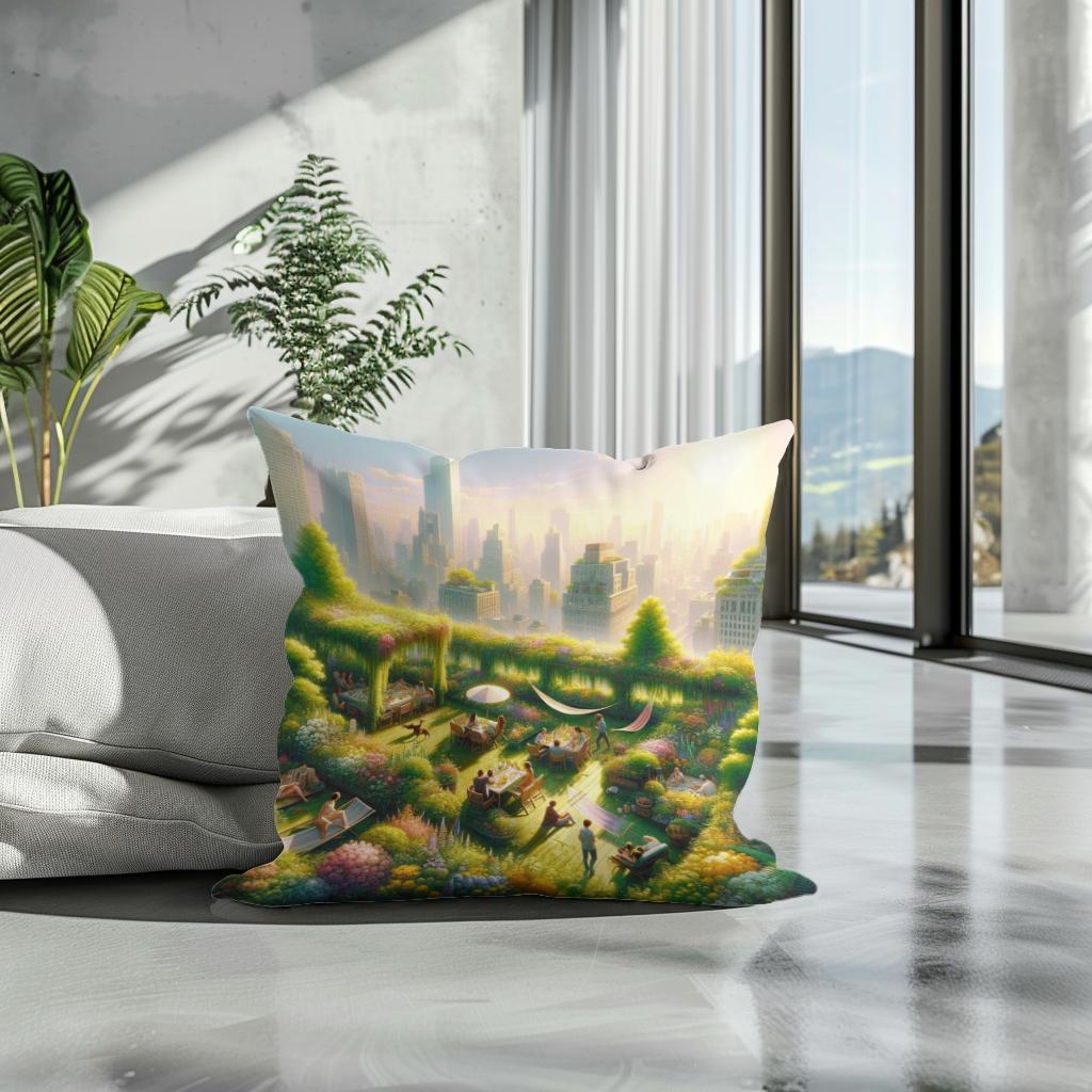 Summer Urban Oasis Cotton Cushion