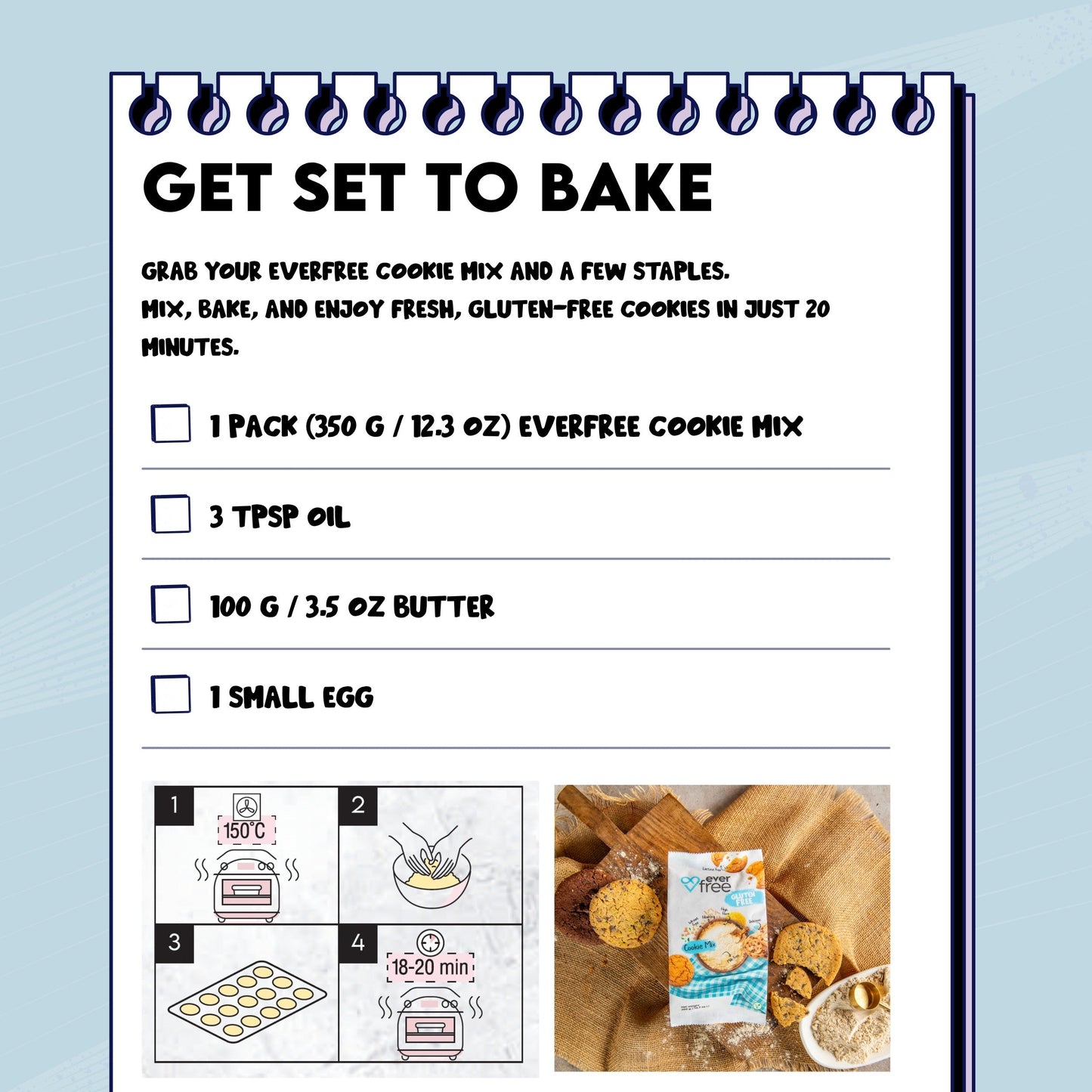 EverFree Gluten-Free Cookie Mix - 350g | Pack of 3