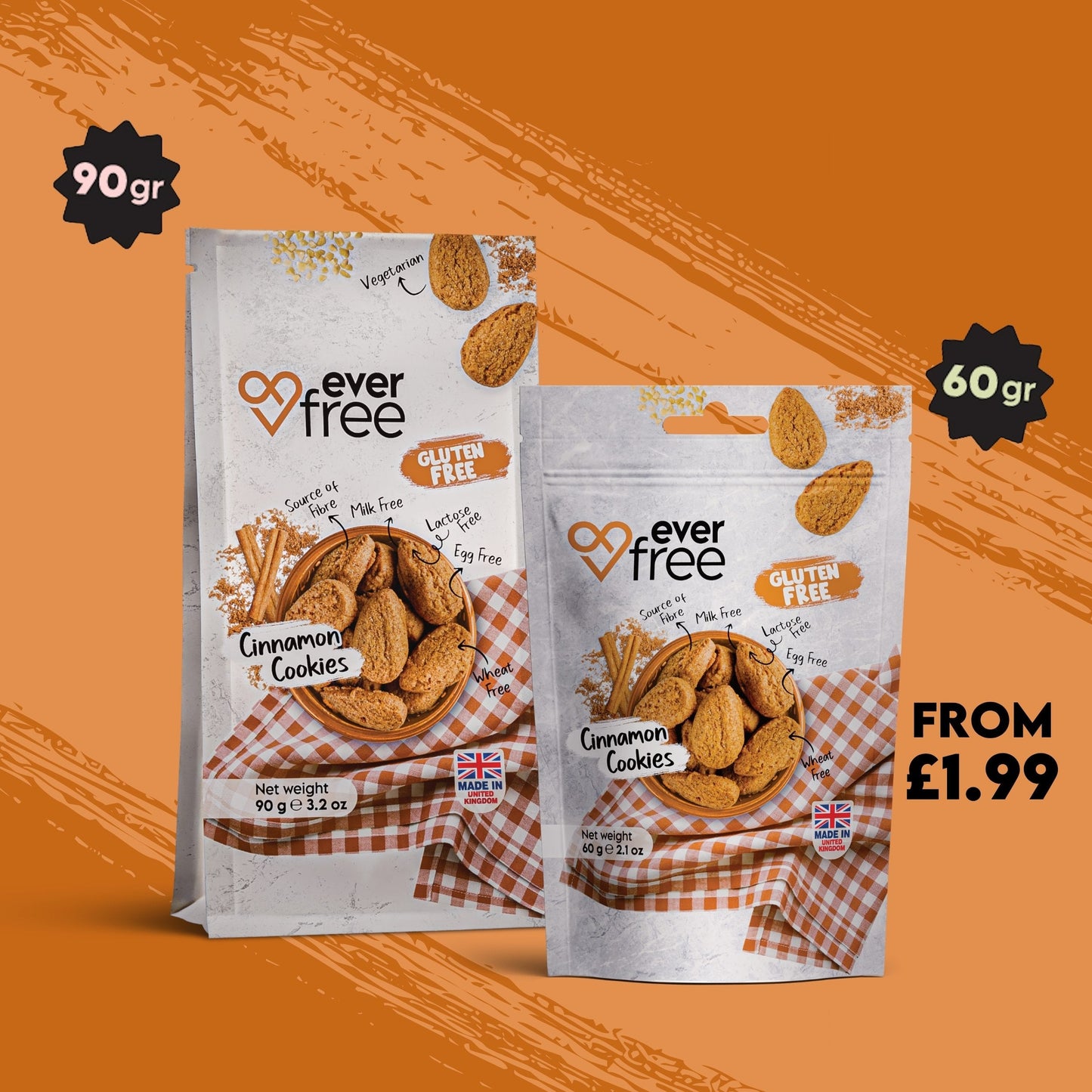 EverFree Cinnamon Gluten-Free Cookies - 90g | Pack of 3
