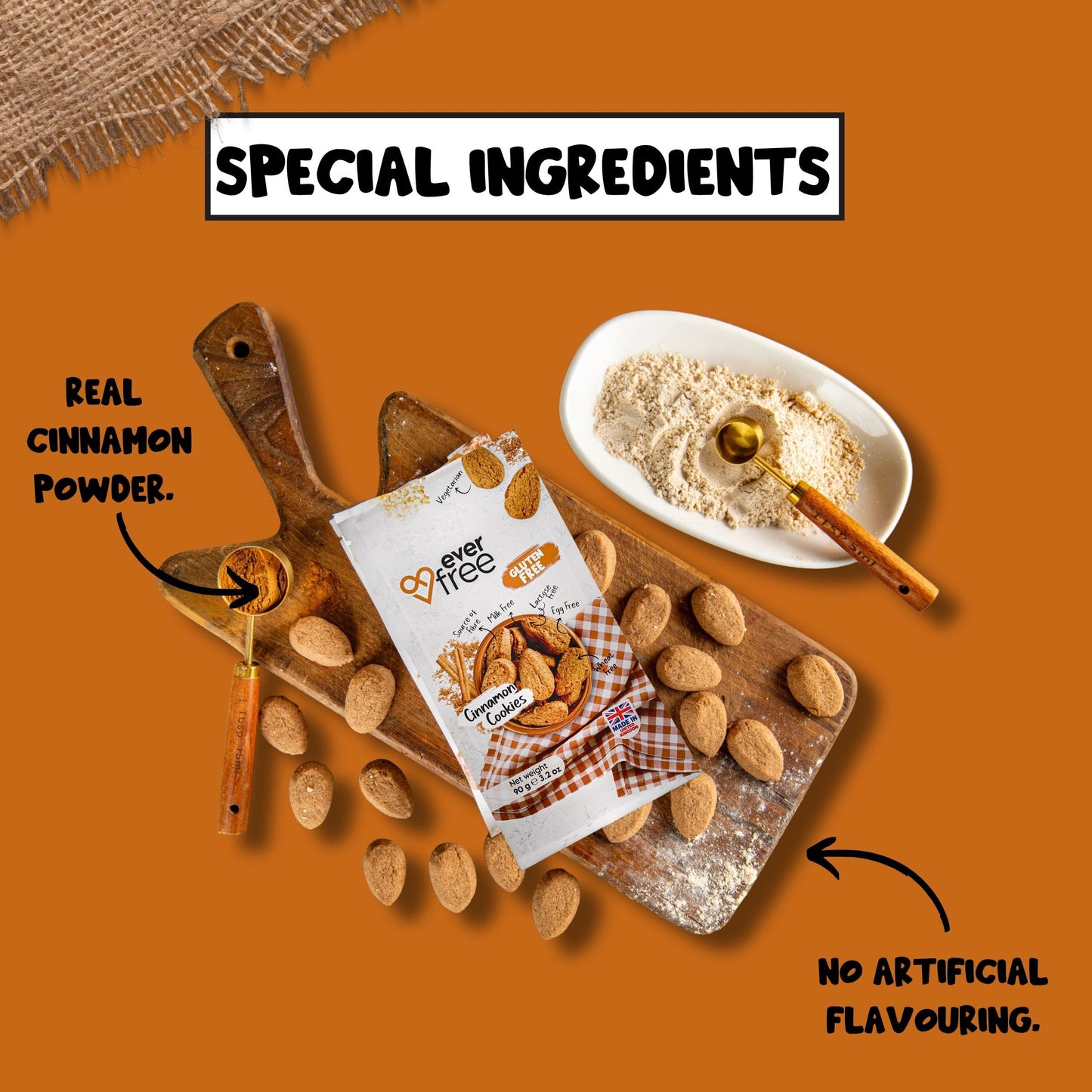 EverFree Cinnamon Gluten-Free Cookies - 90g | Pack of 3