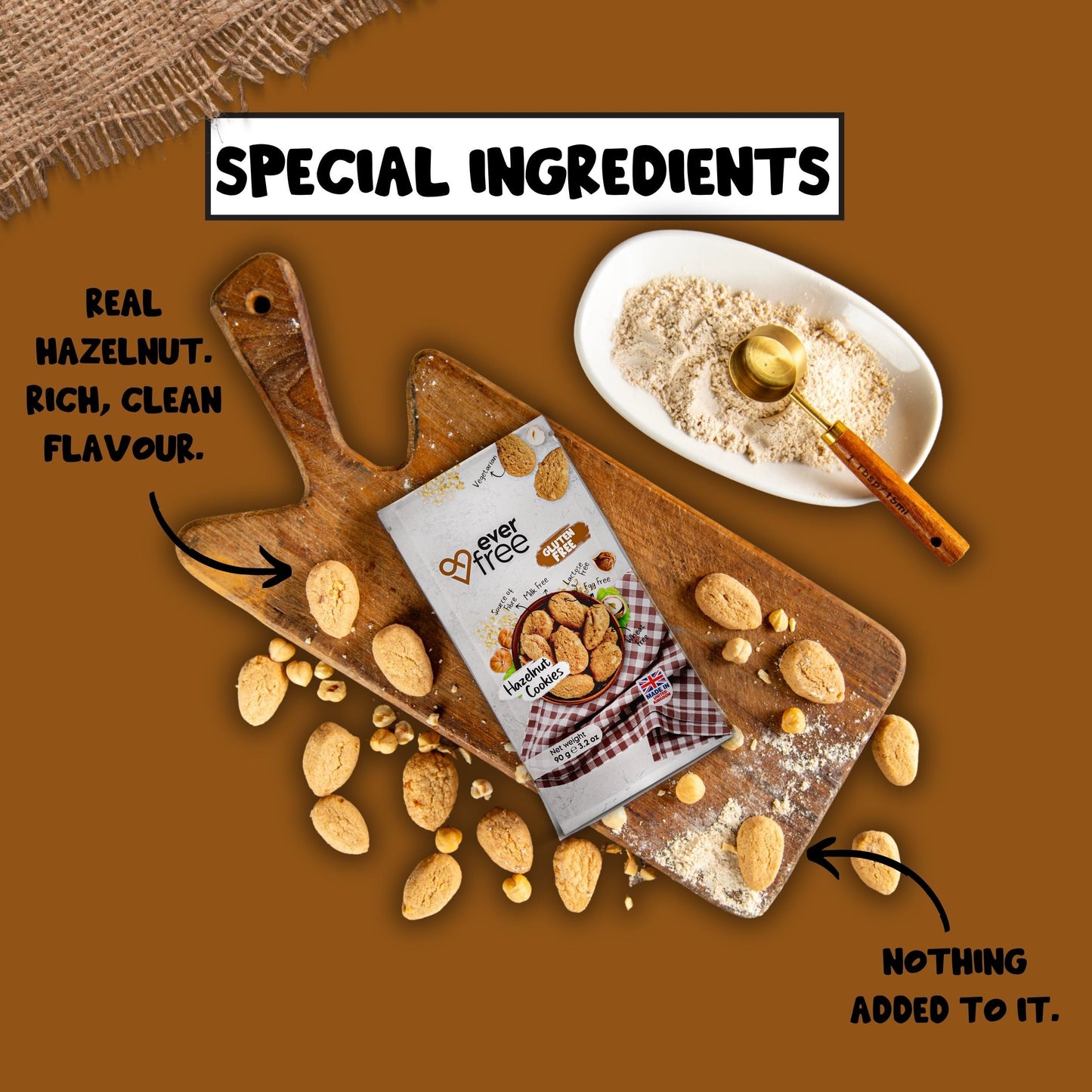 EverFree Hazelnut Gluten-Free Cookies - 90g | Pack of 3