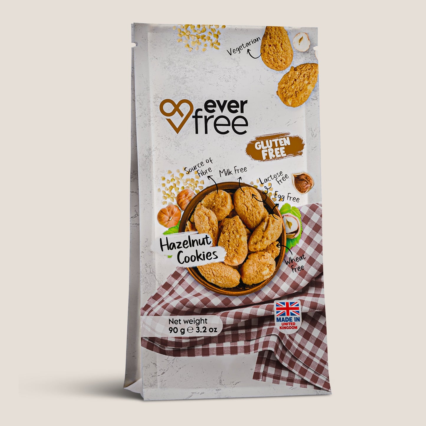 EverFree Hazelnut Gluten-Free Cookies - 90g | Pack of 3
