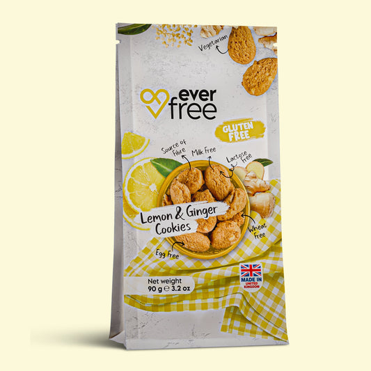 EverFree Lemon and Ginger Gluten-Free Cookies - 90g | Pack of 3