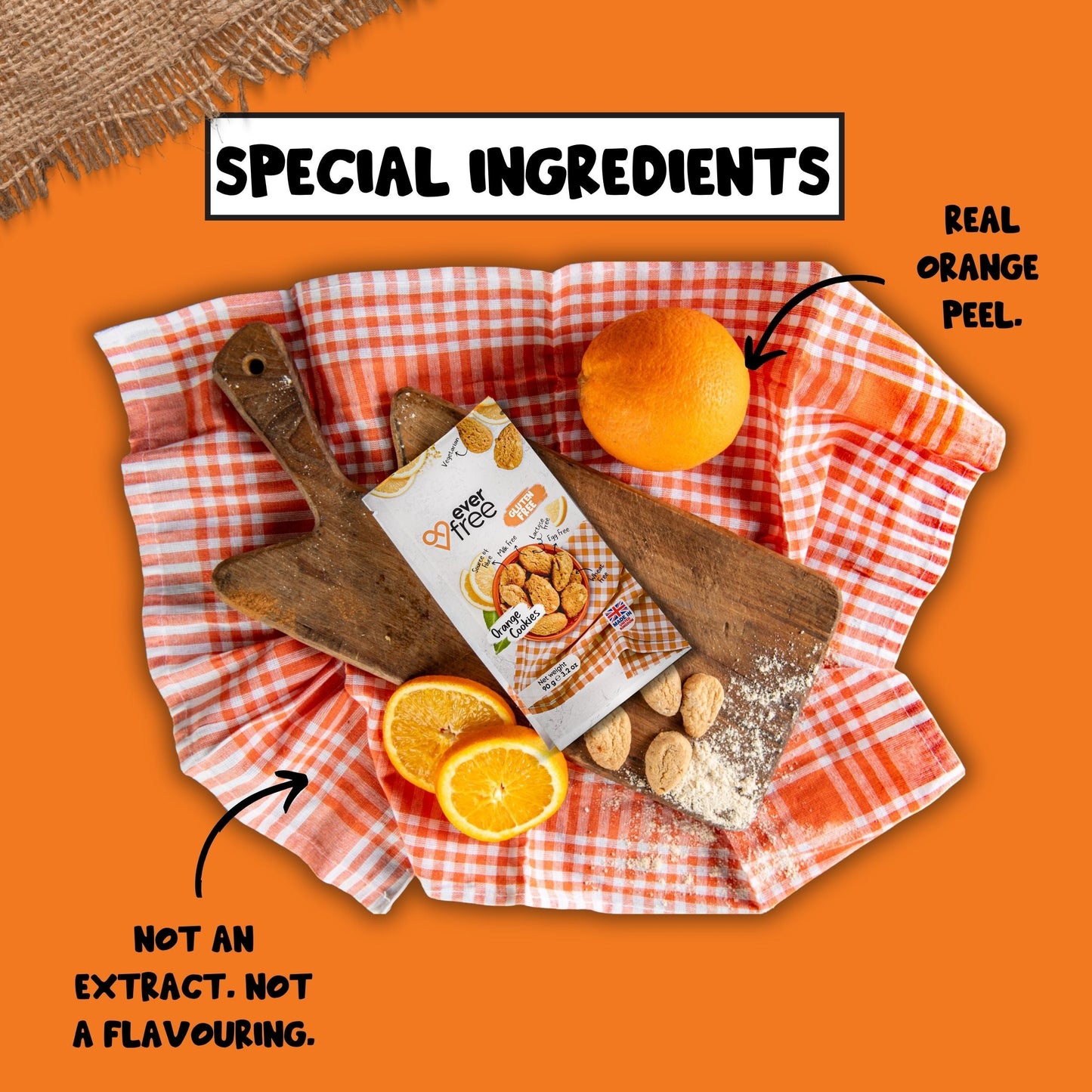 EverFree Orange Gluten-Free Cookies - 90g | Pack of 3