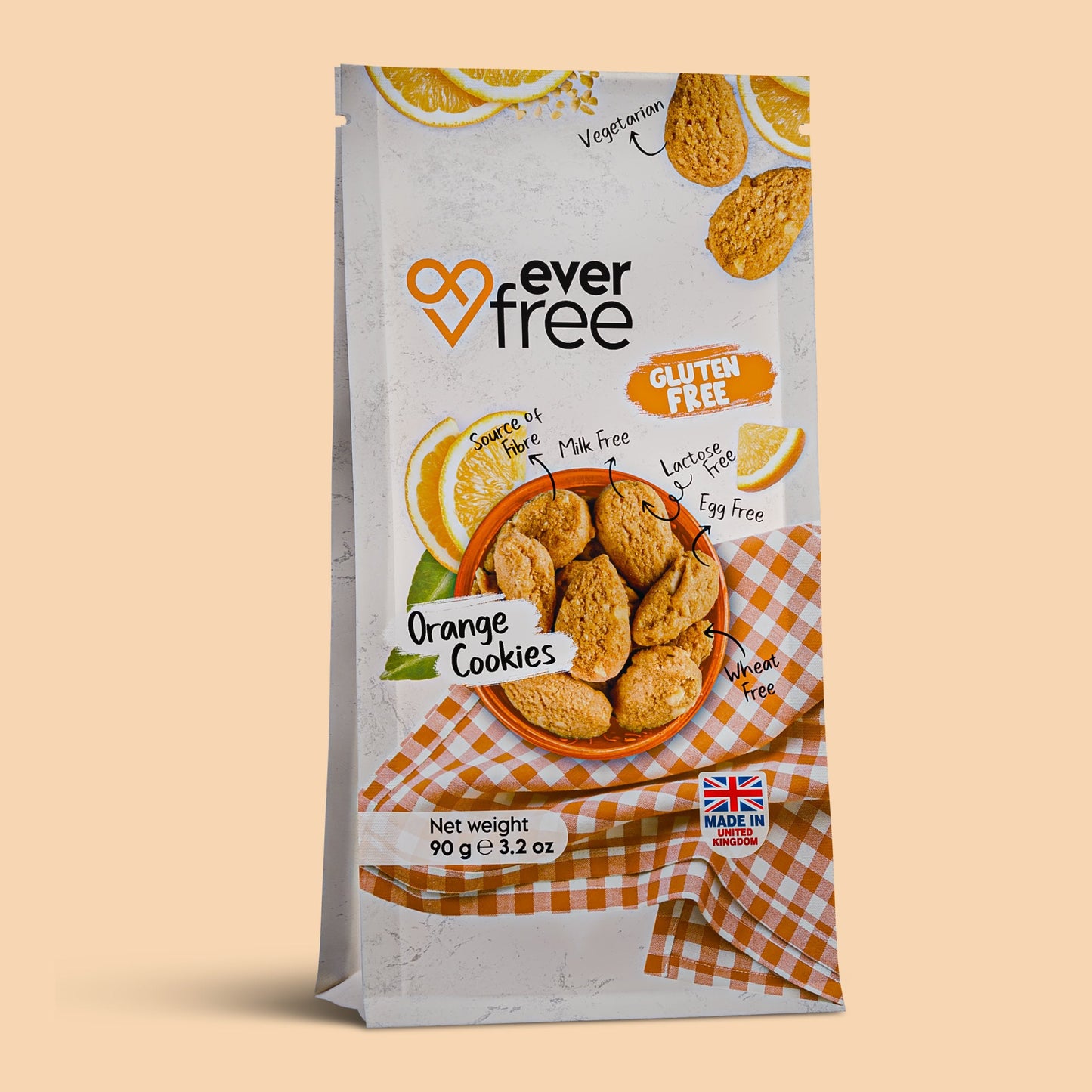 EverFree Orange Gluten-Free Cookies - 90g | Pack of 3