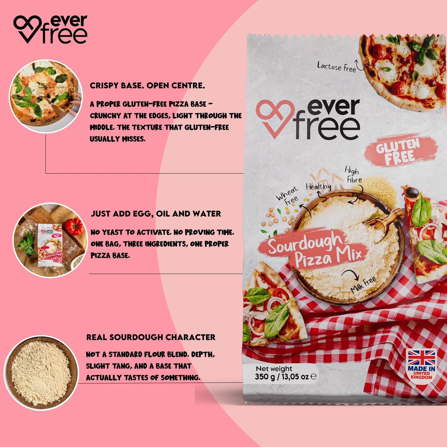 EverFree Gluten-Free Sourdough Pizza Mix - 350g | Pack of 3