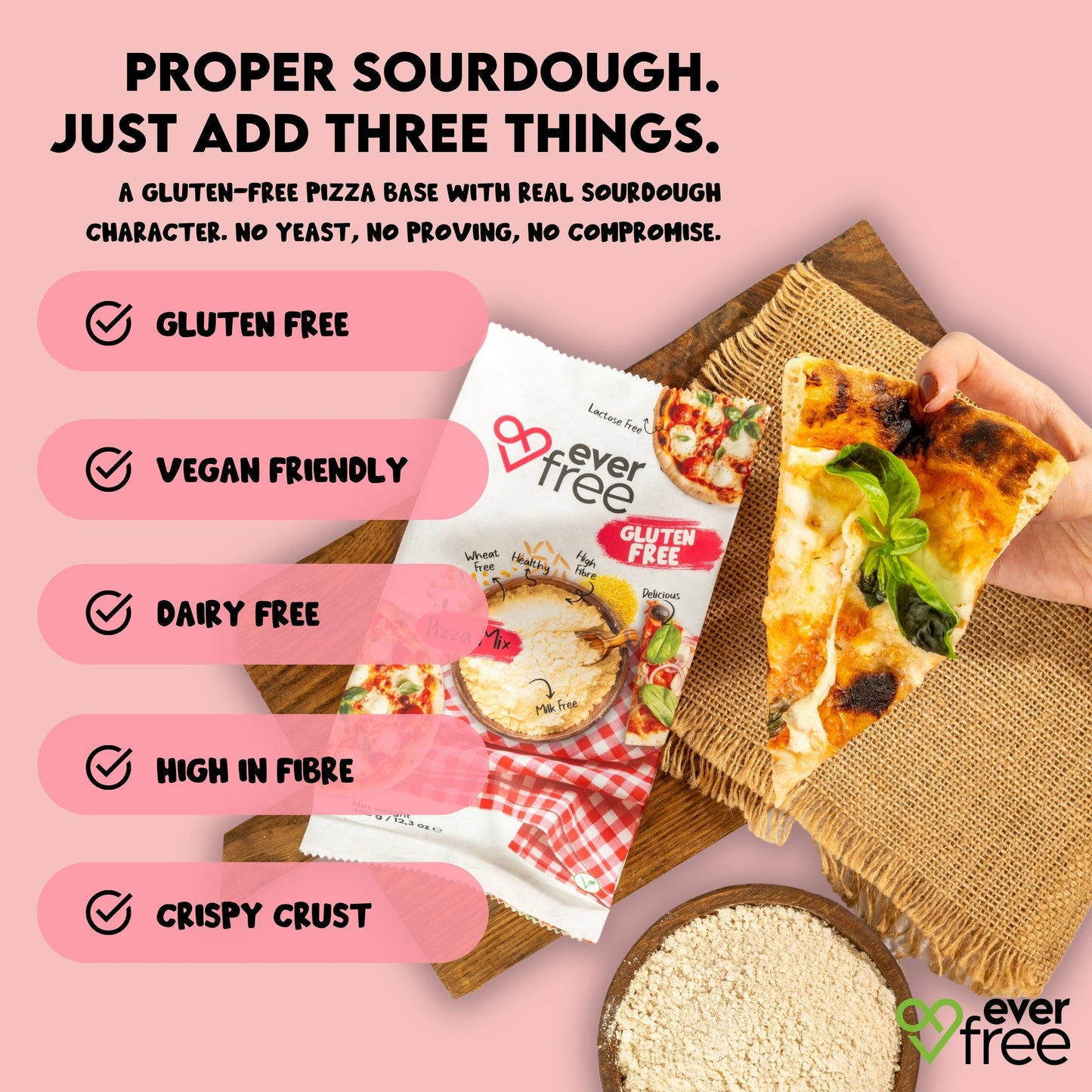 EverFree Gluten-Free Sourdough Pizza Mix - 350g | Pack of 3