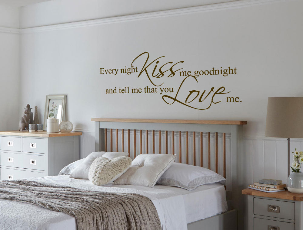 Every Night Kiss Me Goodnight Wall Sticker – Romantic Bedroom Quote