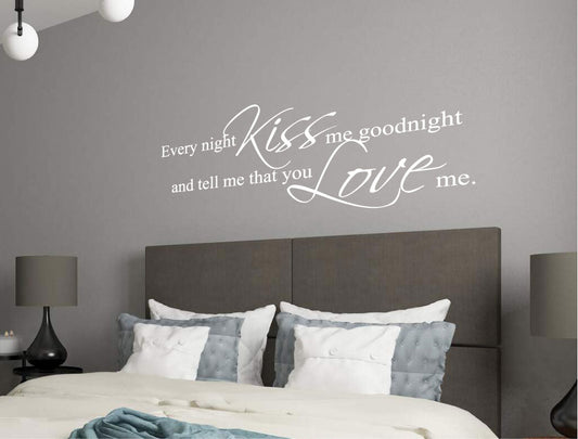 Every Night Kiss Me Goodnight Wall Sticker – Romantic Bedroom Quote