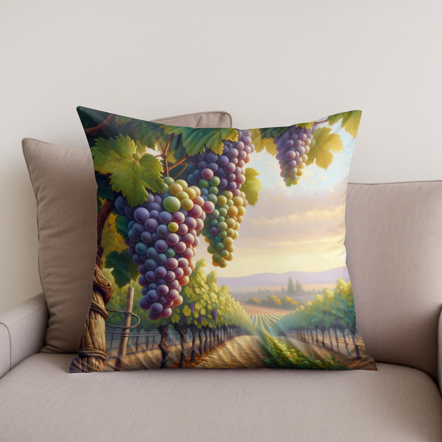 Vintage Vineyard Dreams Cotton Cushion