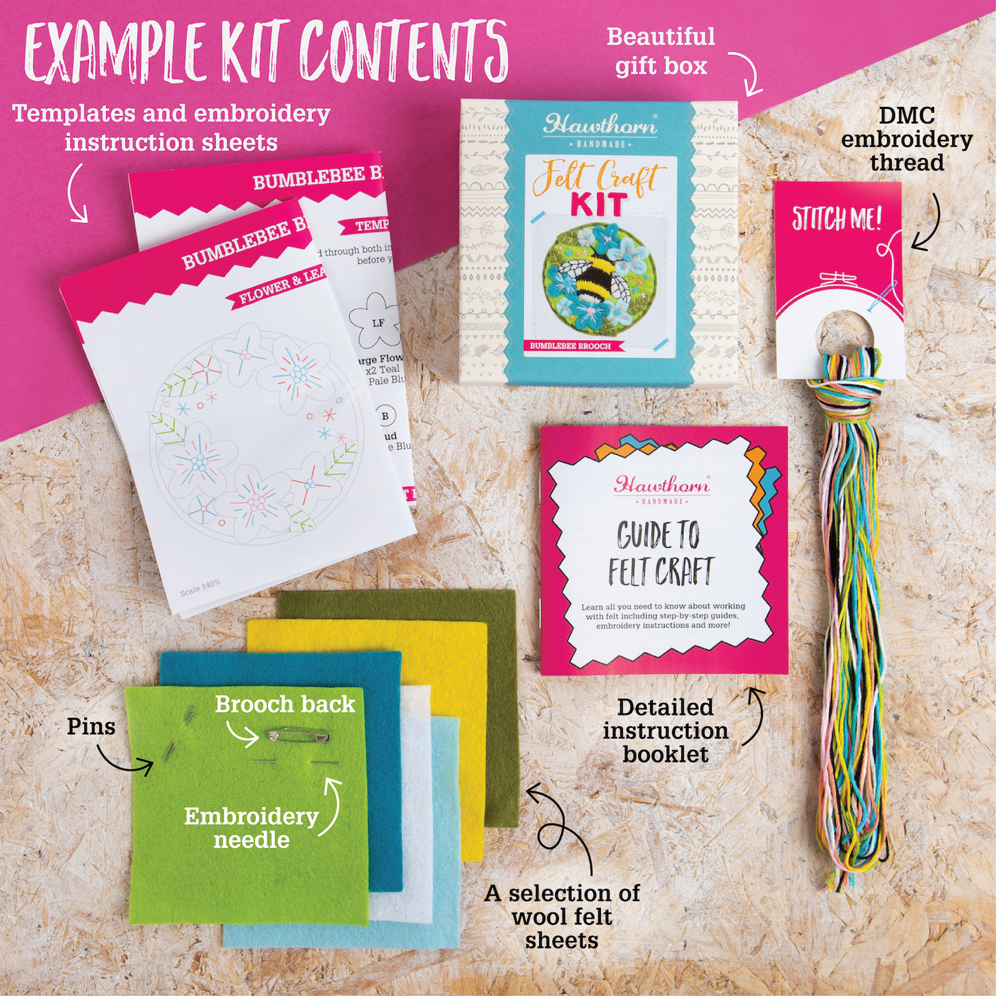 Wren Felt Craft Brooch Kit for Beginners
