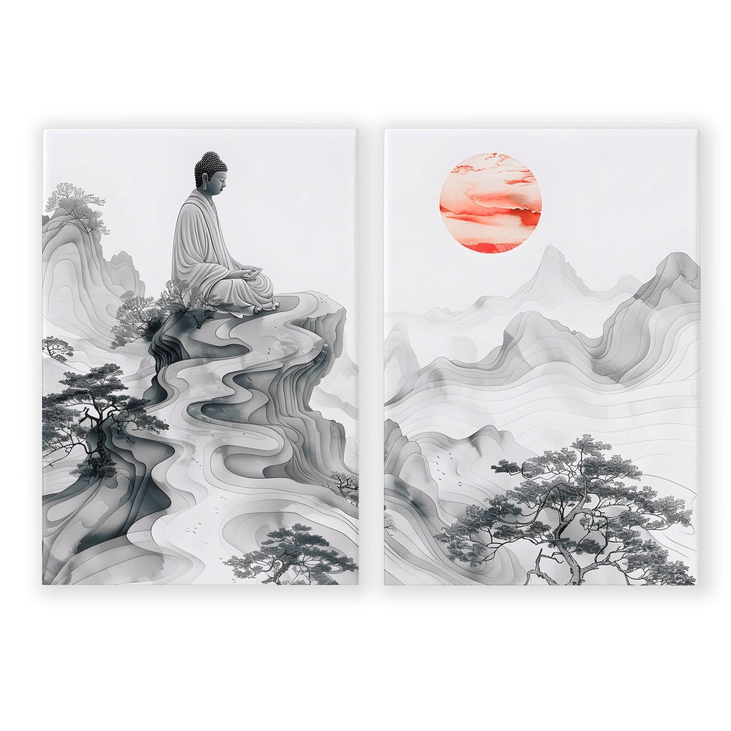 Extra Large Framed Wall Art | Set of 2 Asian Inspired Wall art Prints