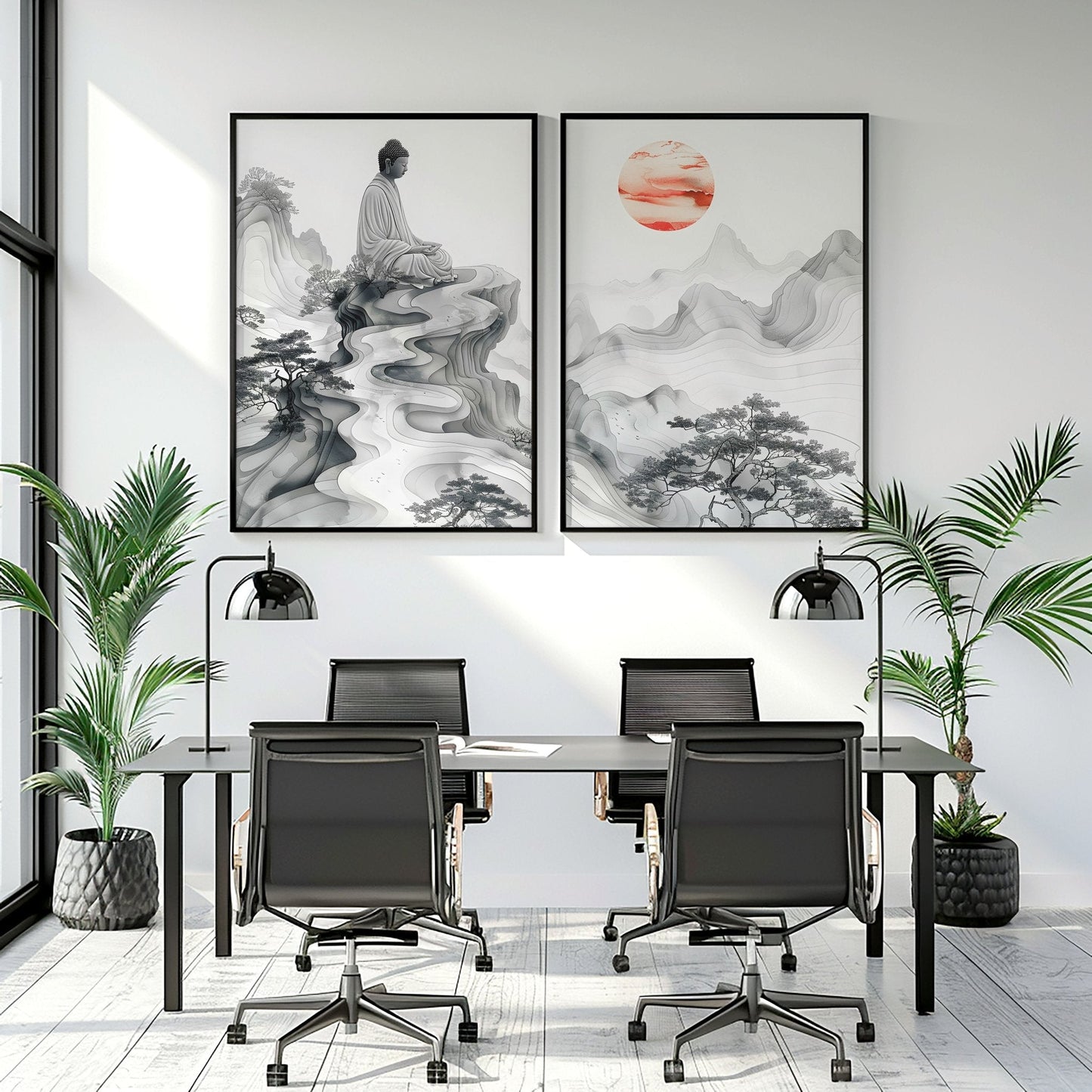 Extra Large Framed Wall Art | Set of 2 Asian Inspired Wall art Prints