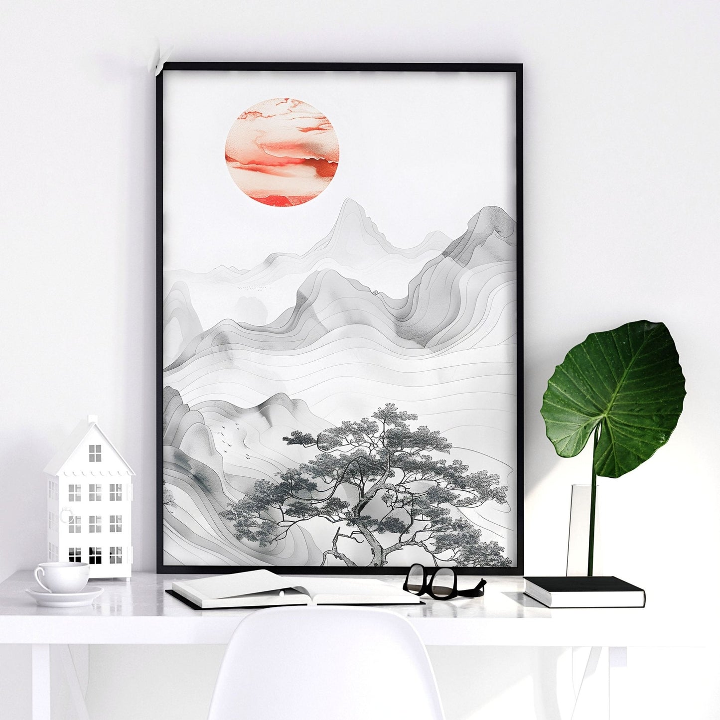 Extra Large Framed Wall Art | Set of 2 Asian Inspired Wall art Prints