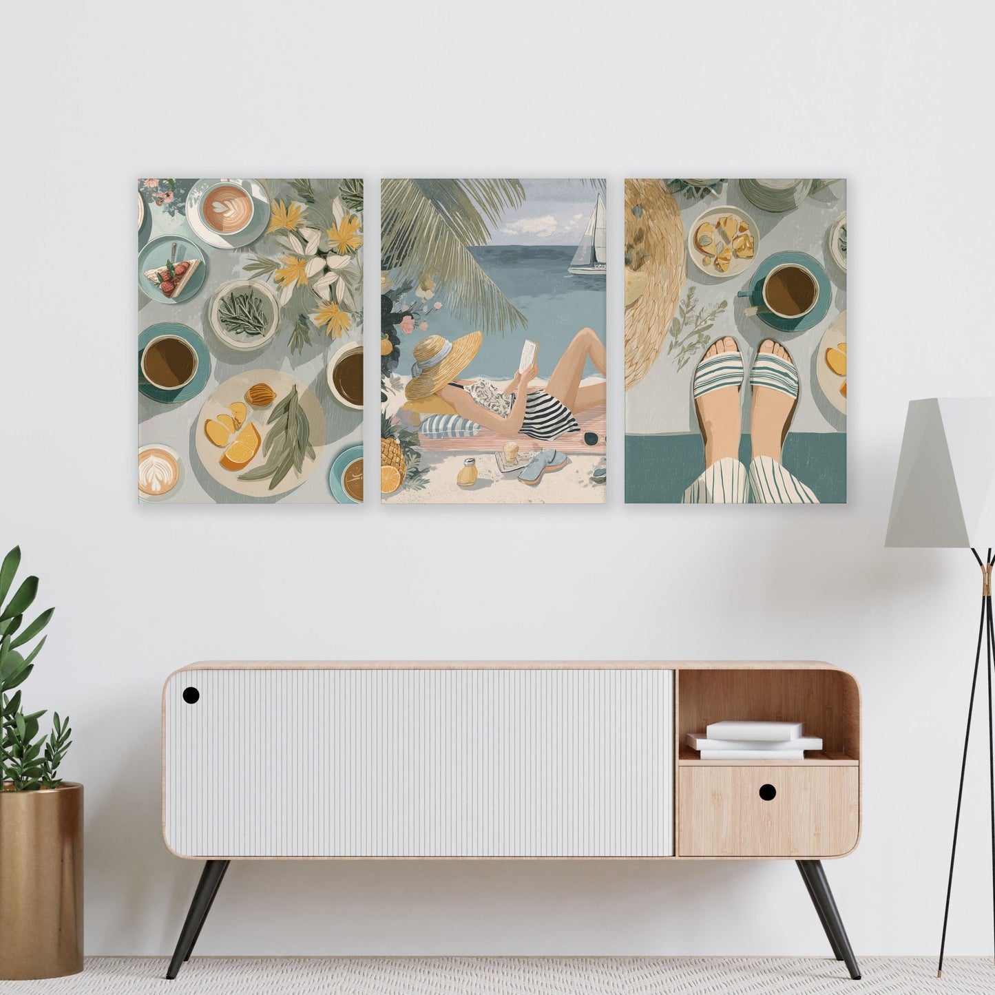 Extra Large Pictures For Living Room | Set of 3 Italian Lifestyle Wall art Prints