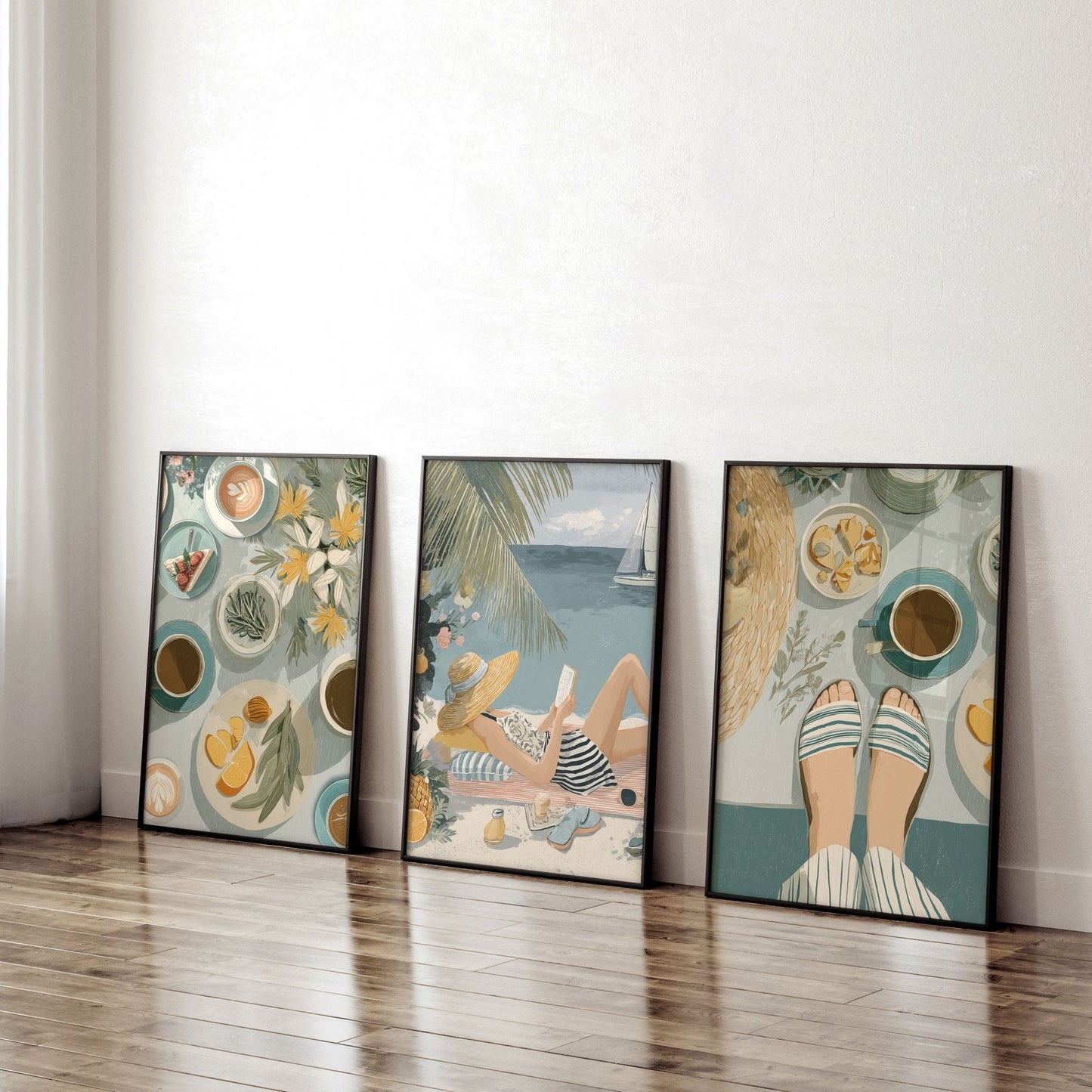 Extra Large Pictures For Living Room | Set of 3 Italian Lifestyle Wall art Prints