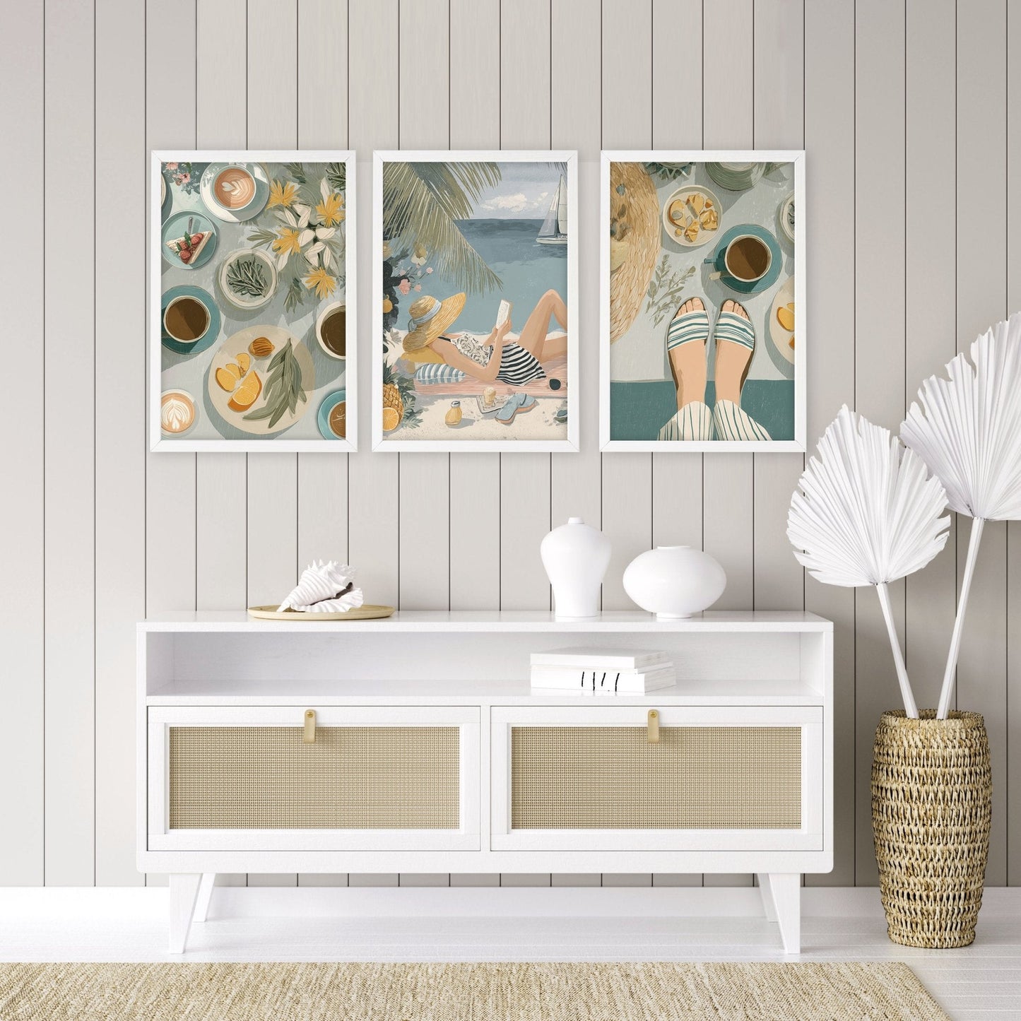 Extra Large Pictures For Living Room | Set of 3 Italian Lifestyle Wall art Prints