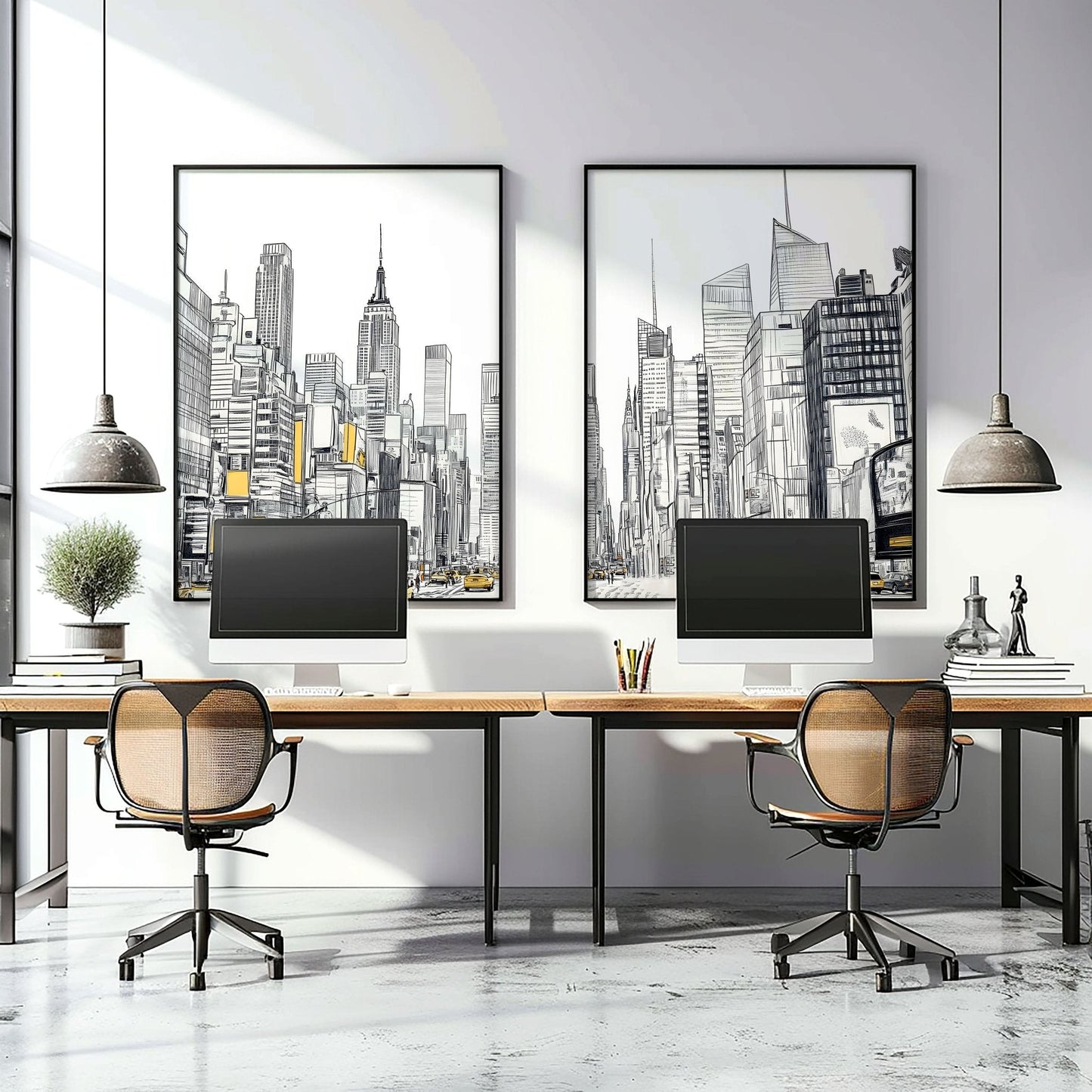 Extra Large Posters For Walls | Set of 2 Urban Skyscrapers Wall art Prints