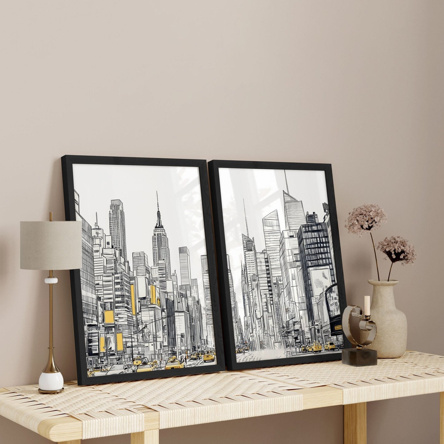 Extra Large Posters For Walls | Set of 2 Urban Skyscrapers Wall art Prints