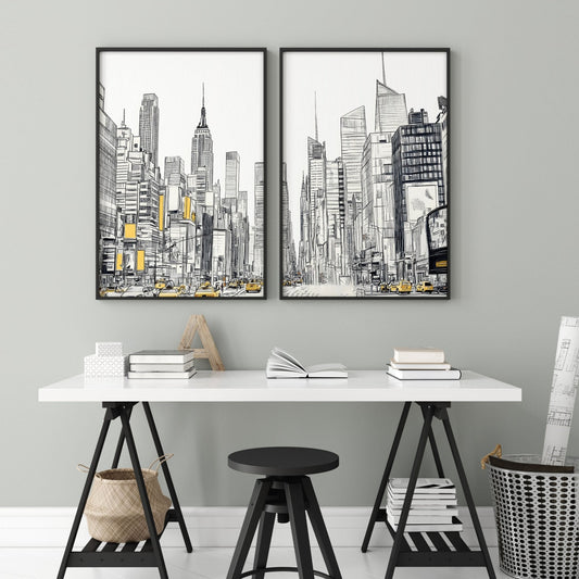 Extra Large Posters For Walls | Set of 2 Urban Skyscrapers Wall art Prints