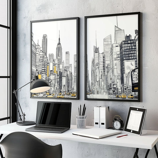 Extra Large Posters For Walls | Set of 2 Urban Skyscrapers Wall art Prints