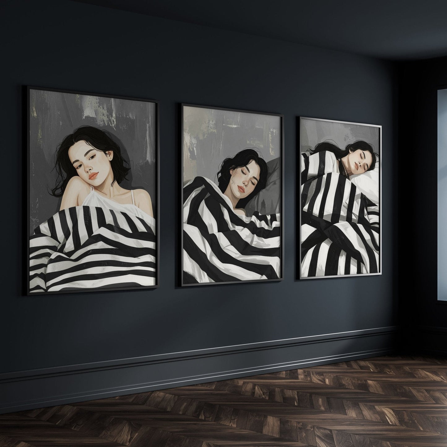 Extra Large Wall Art For Living Room | Set of 3 Boho Women Wall art Prints