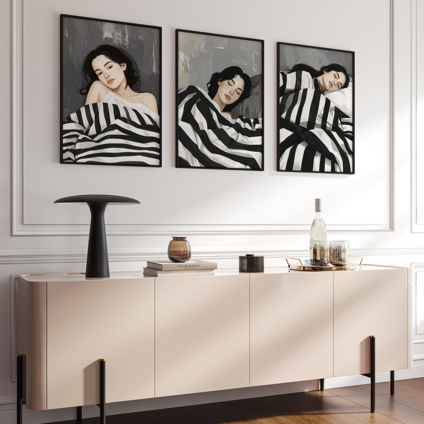 Extra Large Wall Art For Living Room | Set of 3 Boho Women Wall art Prints