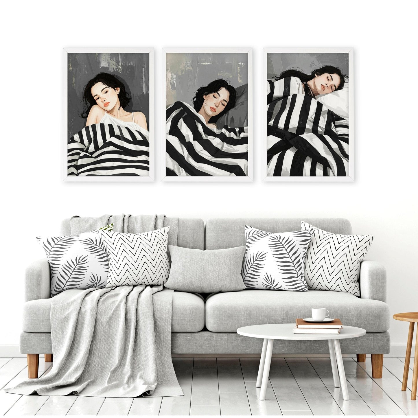 Extra Large Wall Art For Living Room | Set of 3 Boho Women Wall art Prints