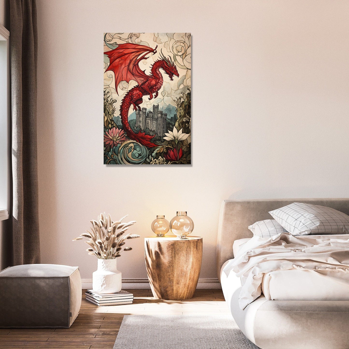 Dragon's Majesty Over Caernarfon Canvas