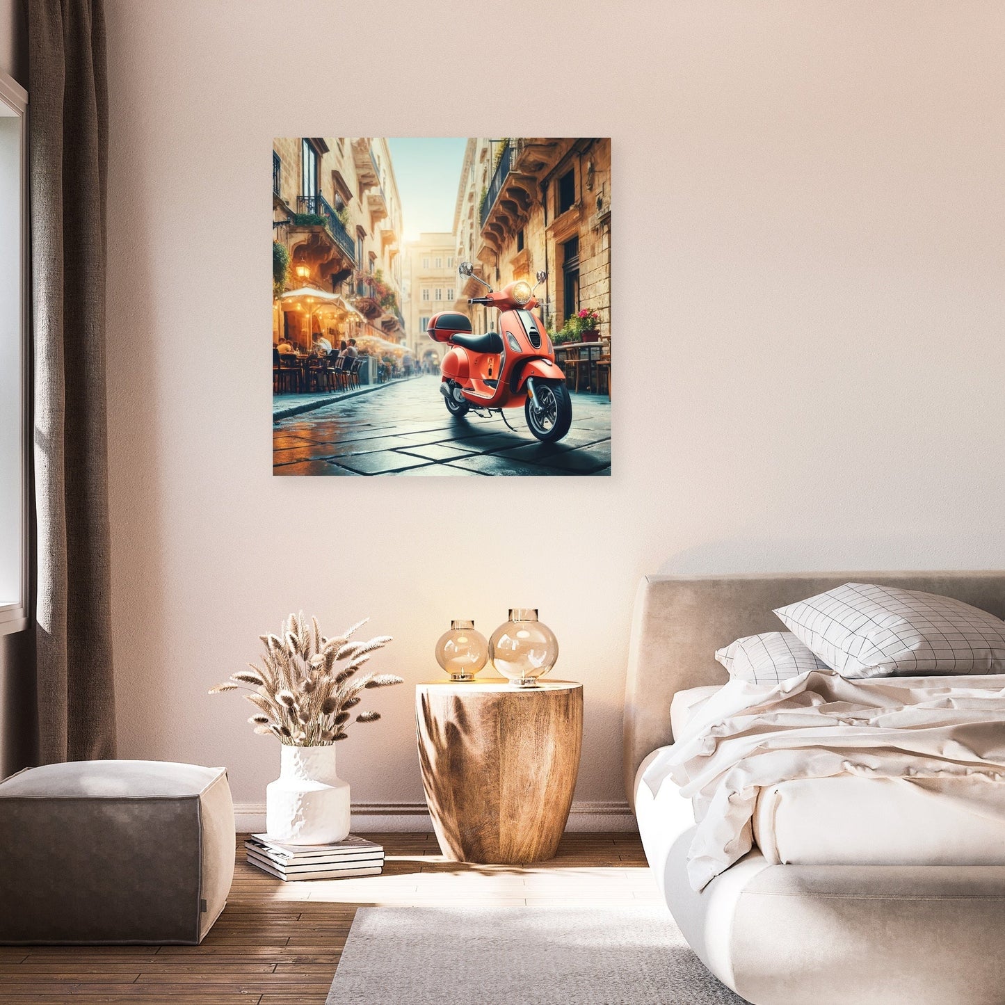 Cityscape Scooter Adventure Canvas
