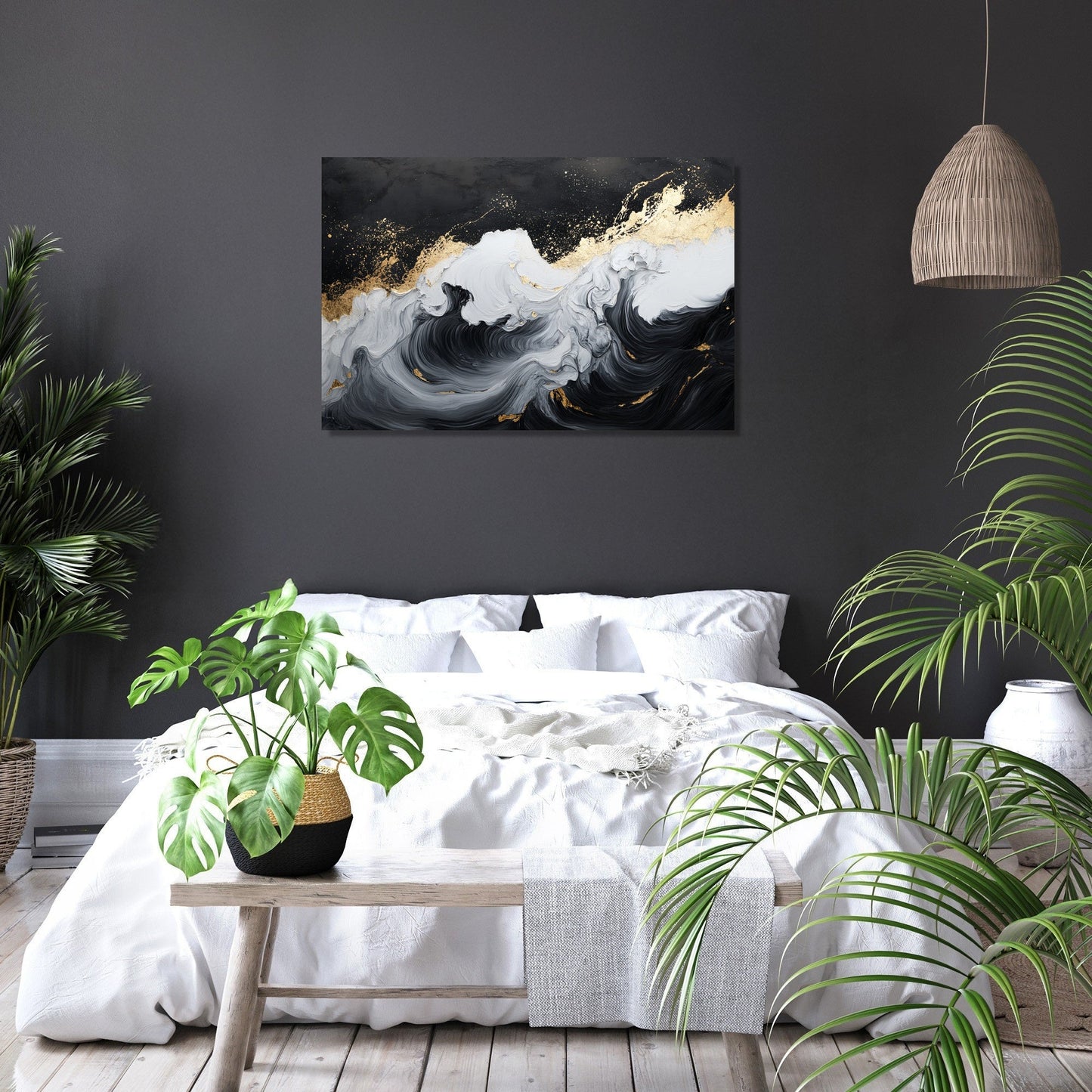 Golden Crest Waves Canvas