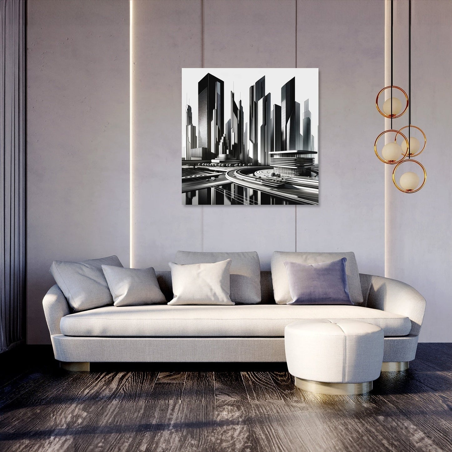 Futuristic Skyline Canvas