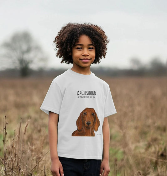 Mischievous Hot Dog Kids' T-Shirt – Small Pup, Big Attitude!